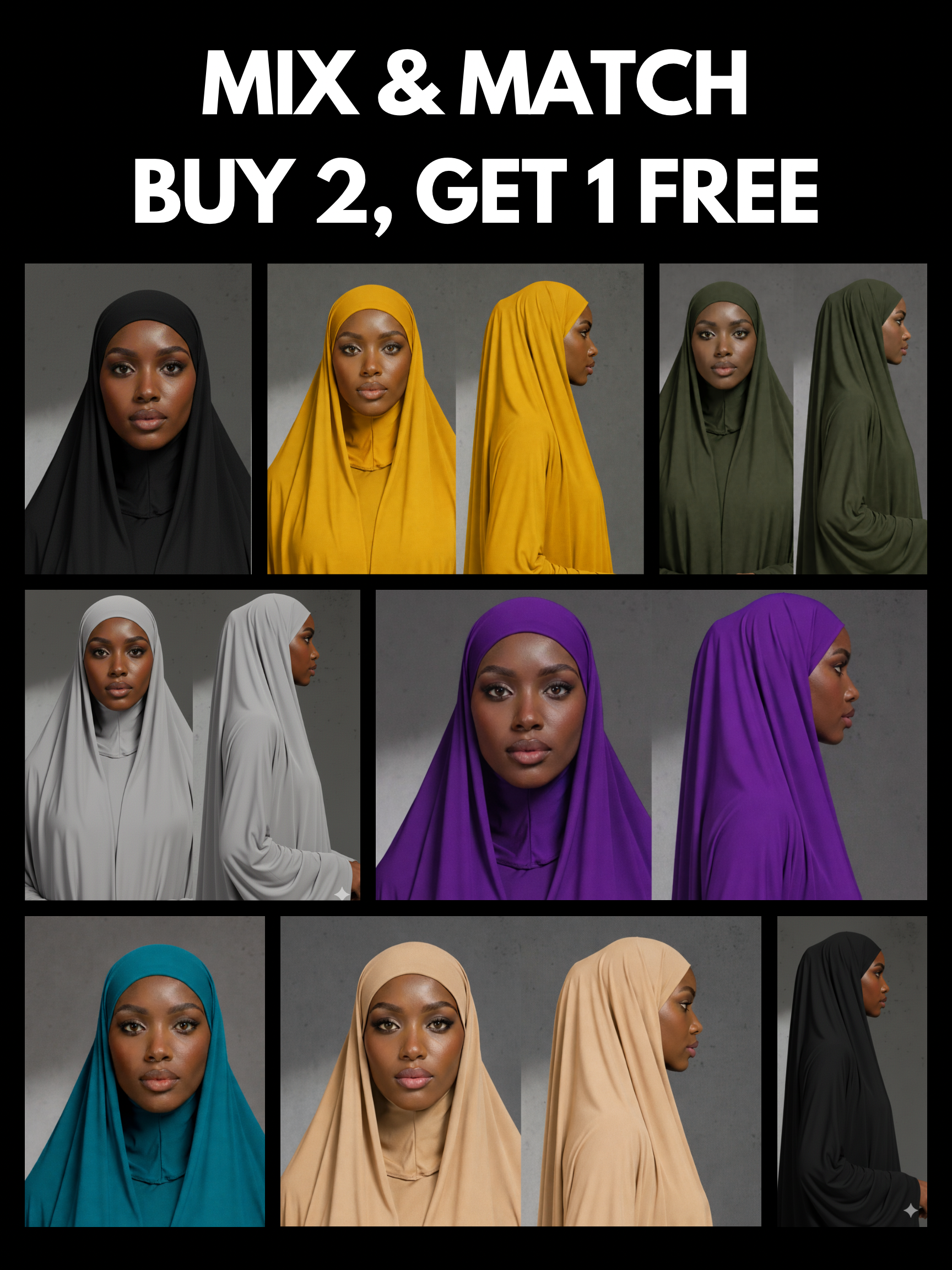 Pinless Jersey Hijab Bundle