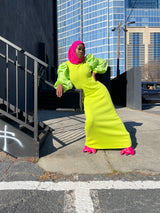 Ribbed Knit Scrunch Sleeve Dress