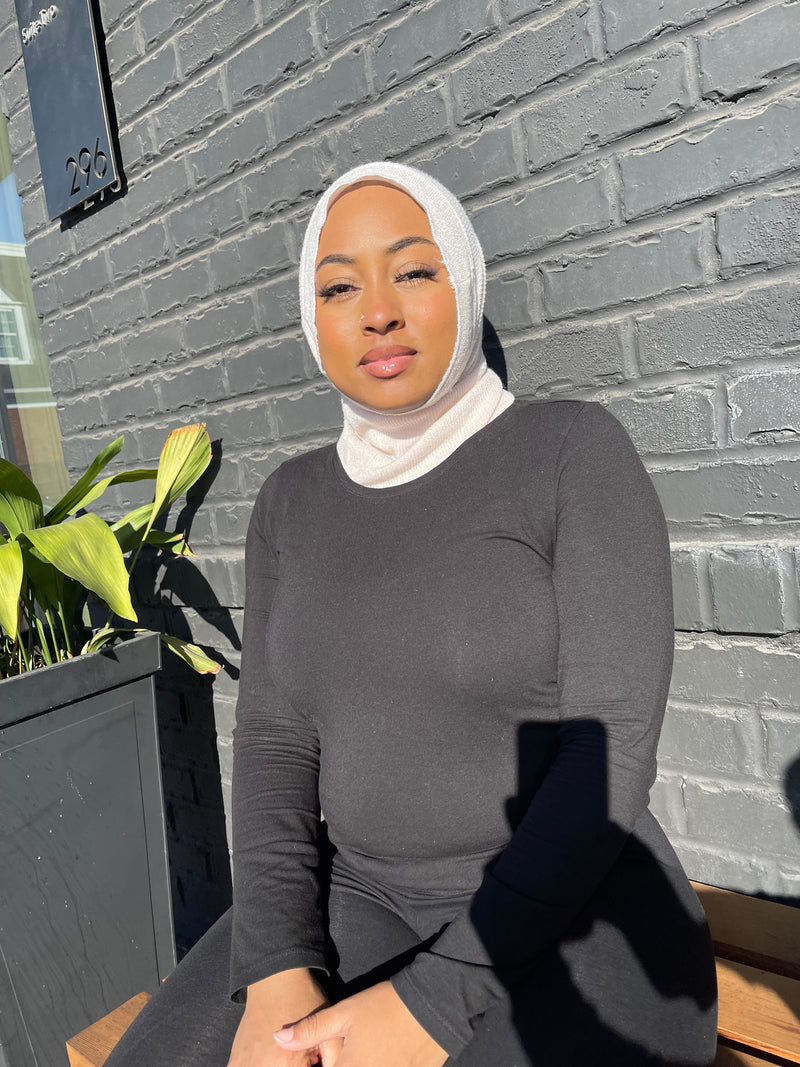 Cream Ribbed Balaclava