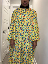 Yellow Flowers & Gem Print Kaftan