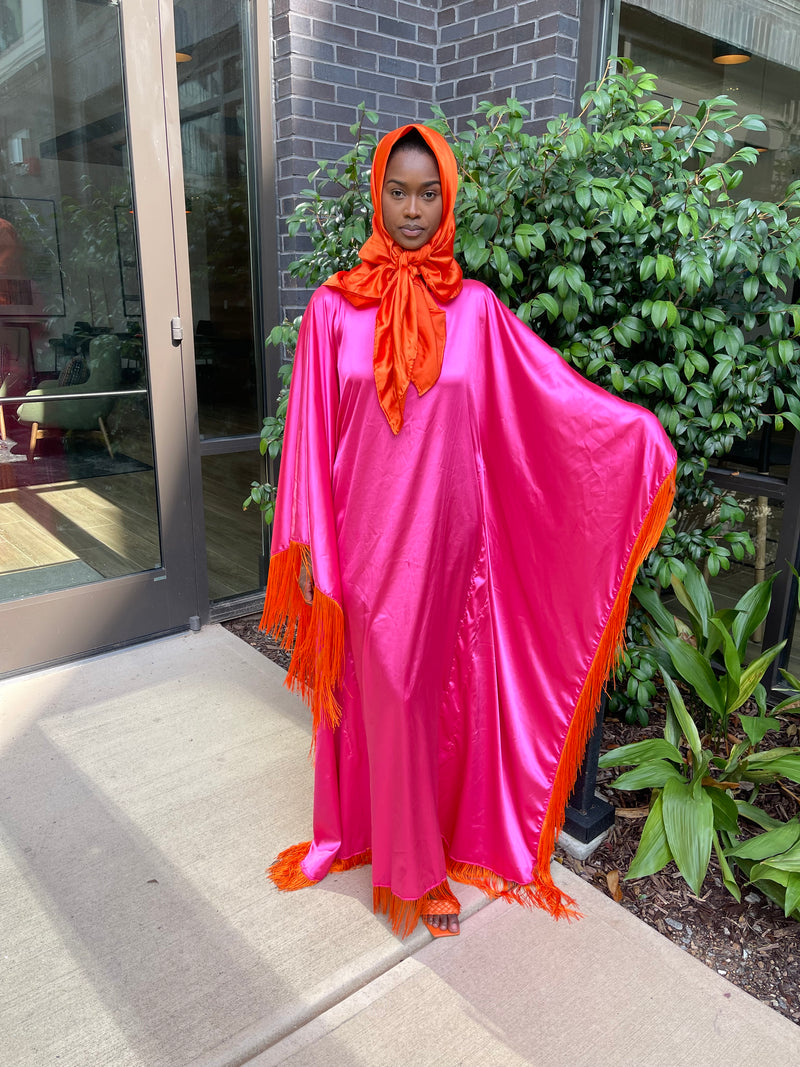 Pink/Orange Fringe Kaftan