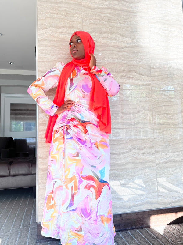 Printed Side Scrunch Dress