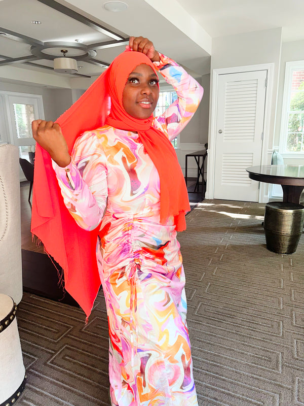 Printed Side Scrunch Dress