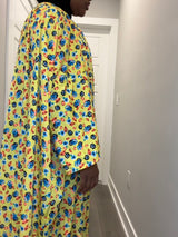 Yellow Flowers & Gem Print Kaftan