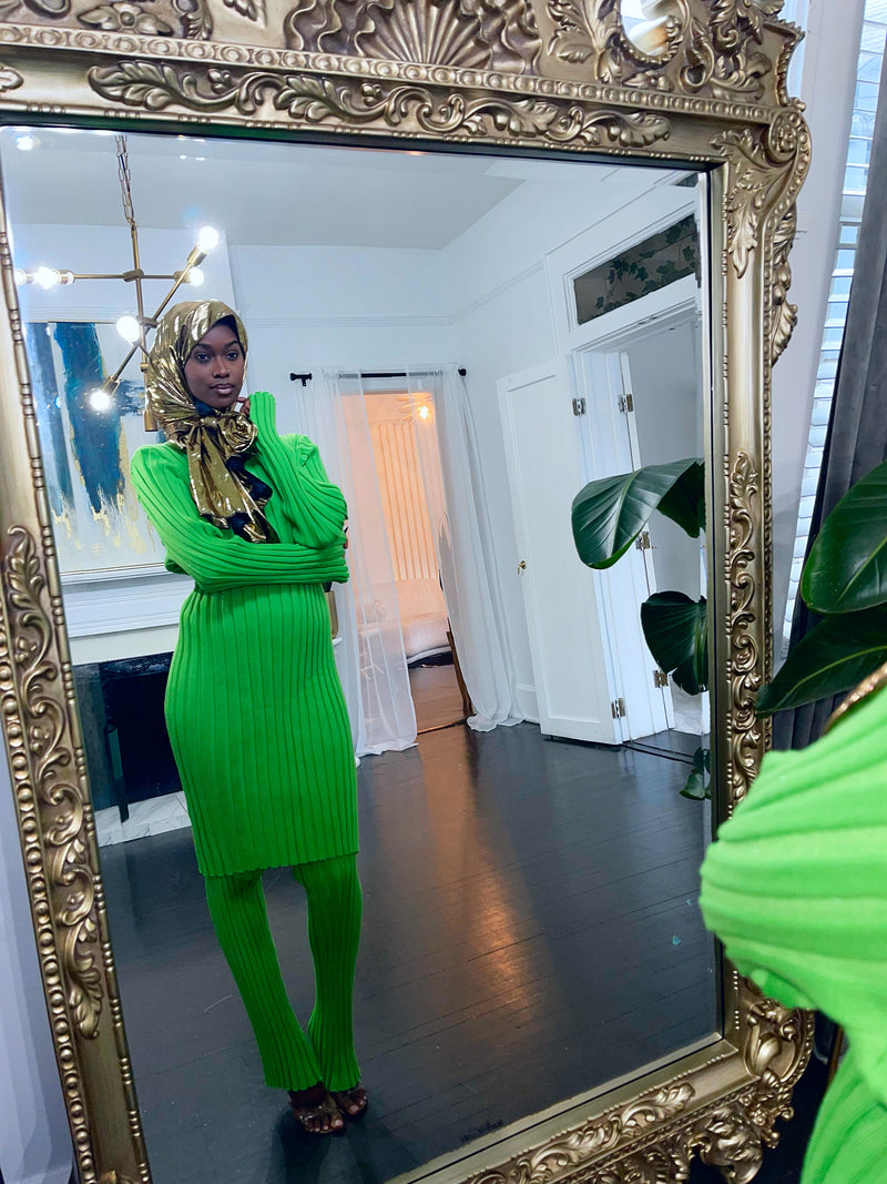 Green Knitted Sweater Set