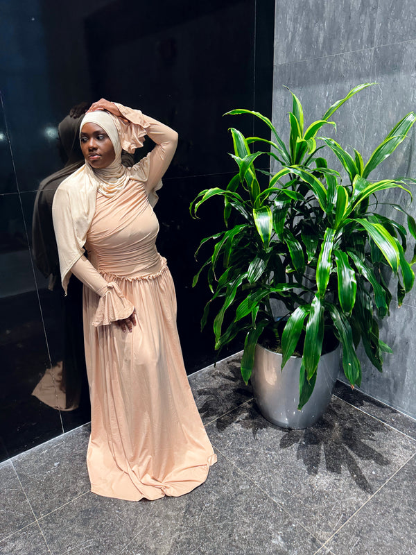 Stretch Scrunch Dress - Tan