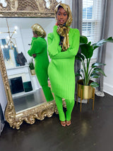 Green Knitted Sweater Set