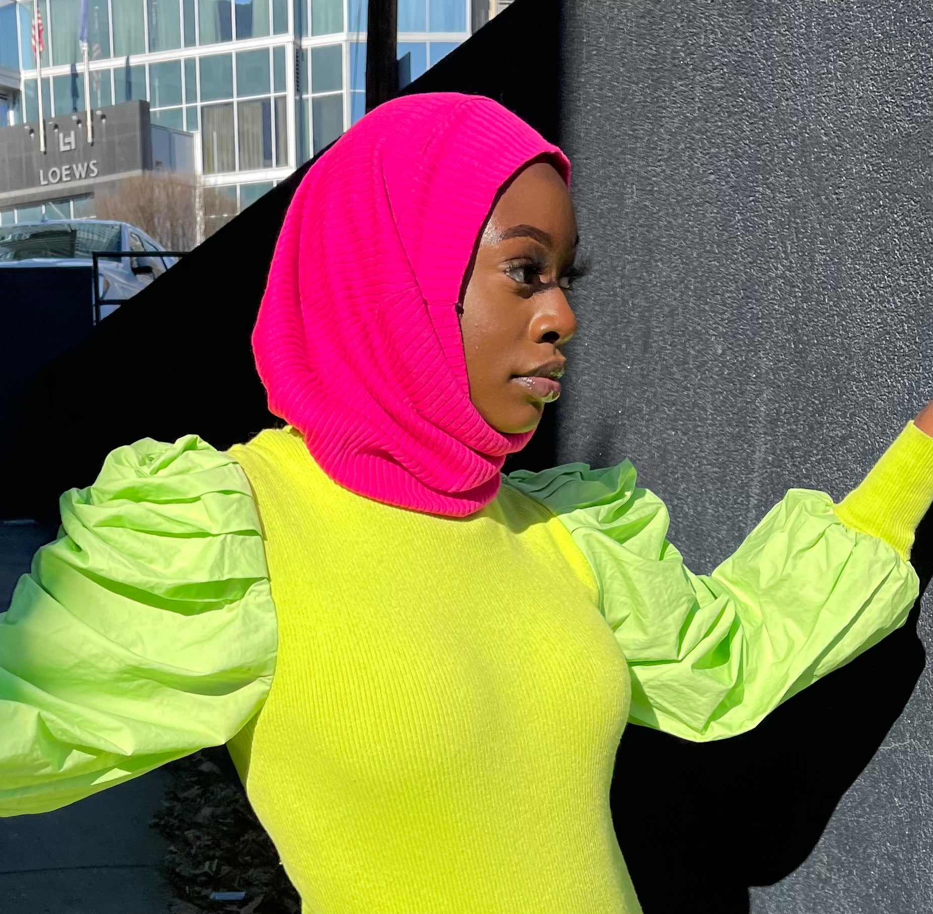 Ribbed Knit Scrunch Sleeve Dress