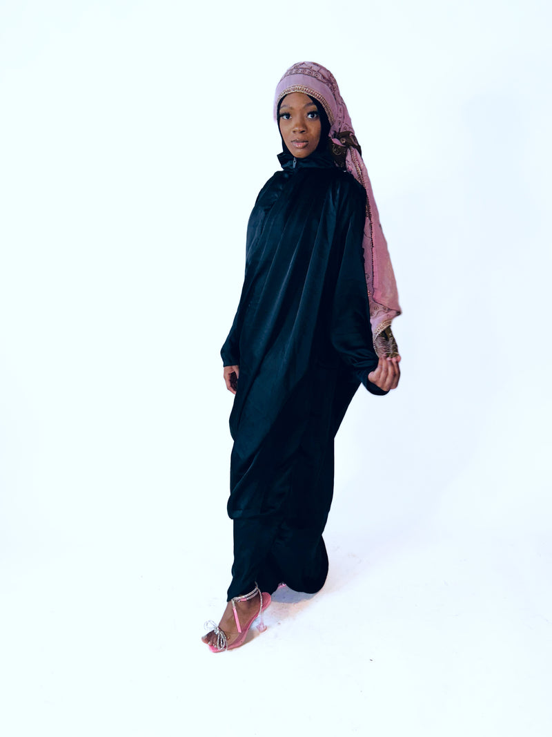 Jet Black Draped Dress