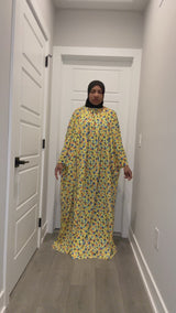 Yellow Flowers & Gem Print Kaftan