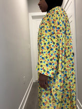 Yellow Flowers & Gem Print Kaftan